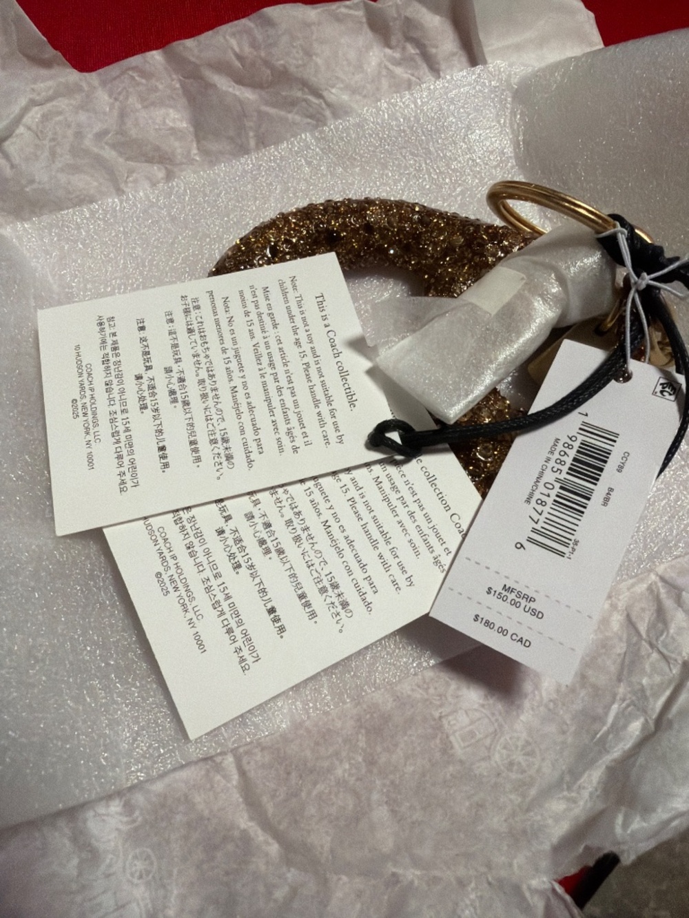 Coach Outlet Crystal Pretzel Bag Charm NWT - Picture 4 of 4